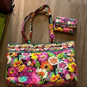 Vibrant Floral Quilted Tote Bag